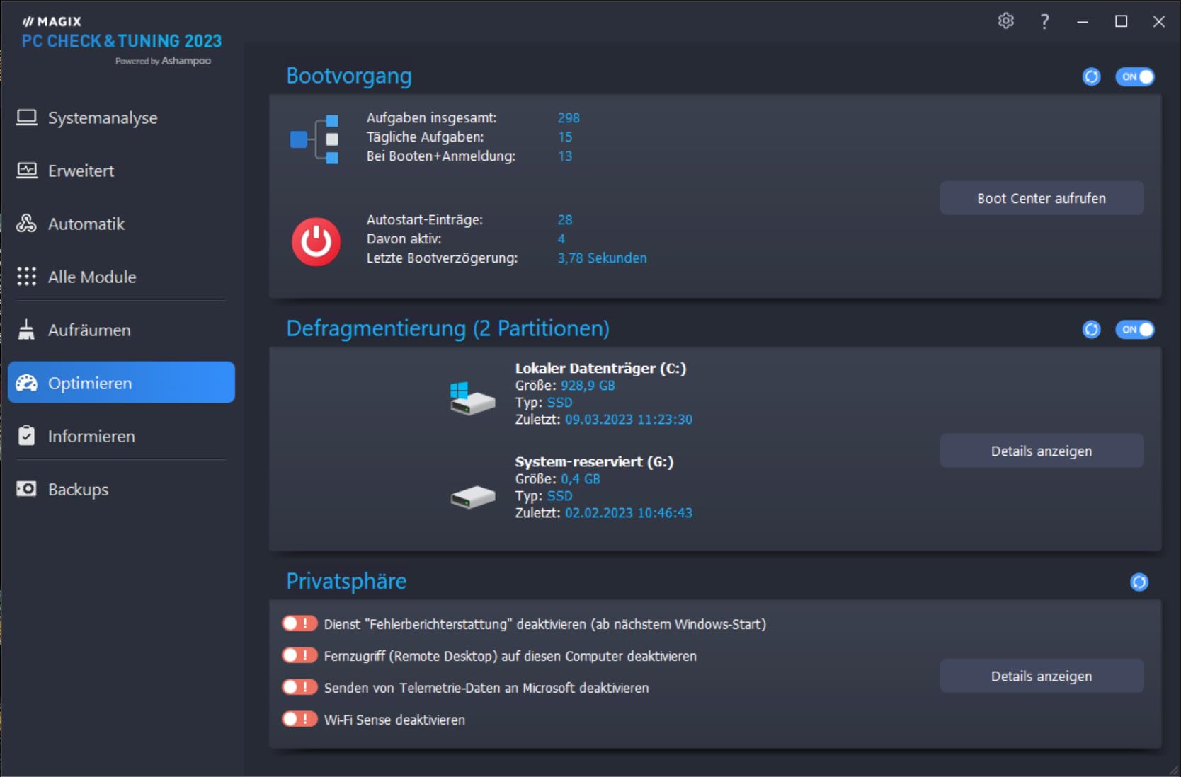 MAGIX PC Check & Tuning 2023 - AUFRÄUMEN. BESCHLEUNIGEN. ABSICHERN. | System Optimierer | PC aufräumen | Optimiert für Windows 10/11 | 2 Aktivierungen - 1-Jahreslizenz-Version