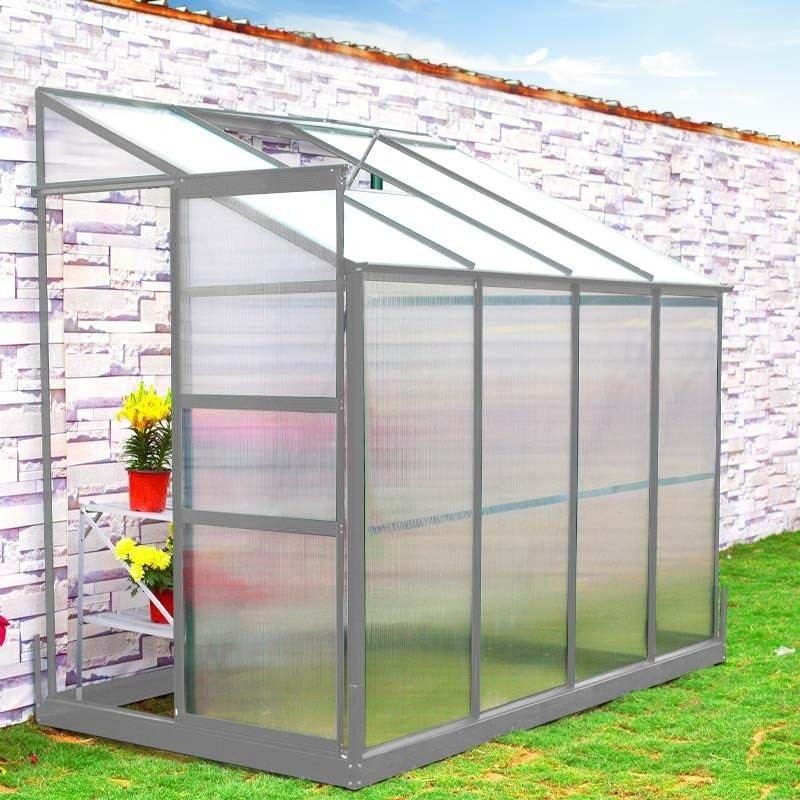 Steiner Shopping Anlehngewächshaus Paprika 02, Abmessungen: 245 x 124 x 221 cm (L x B x H), Farbe: Silber