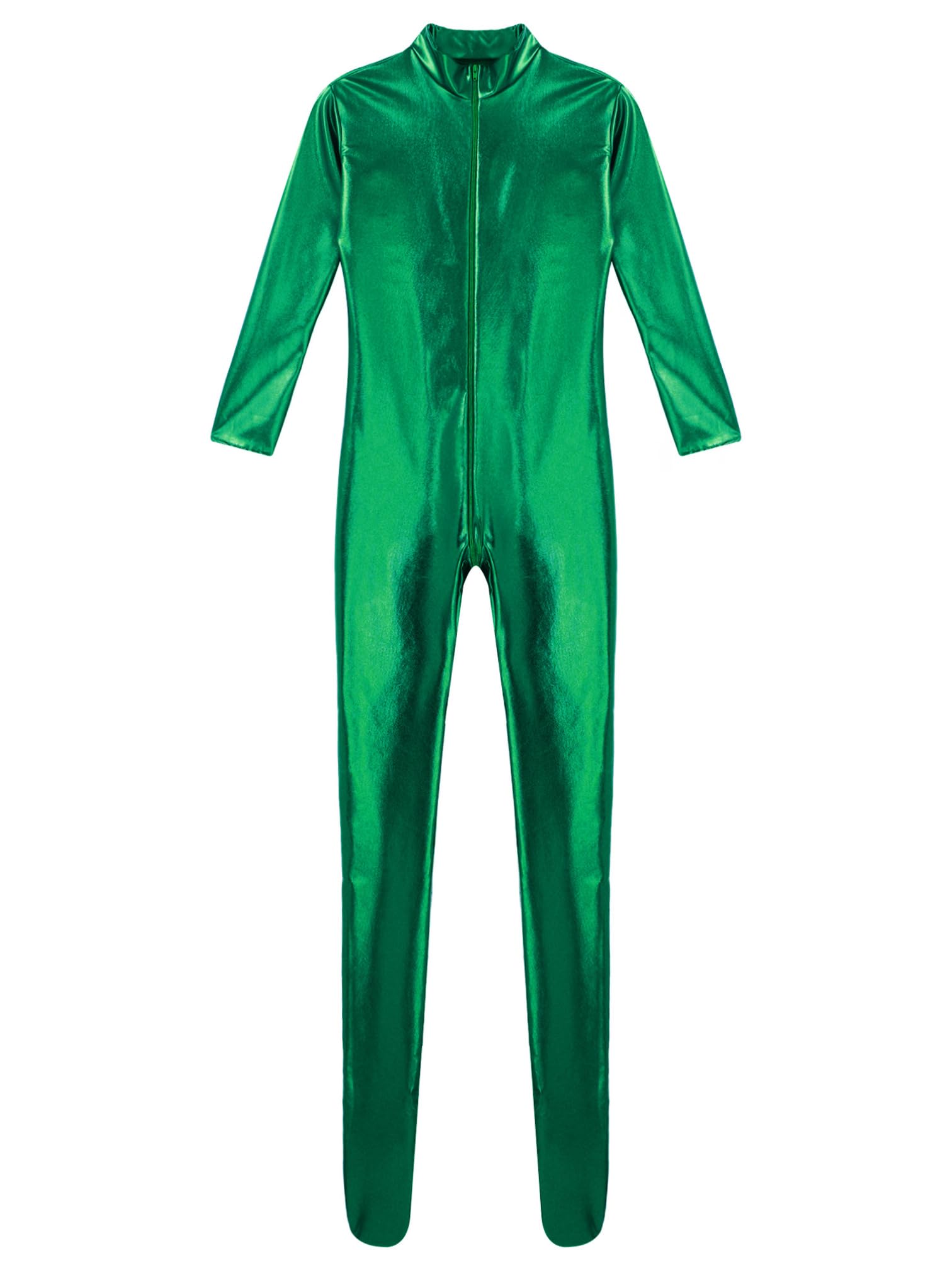MSemis Mono Brillante de Baile Completo para Mujer de Piel de Charol Jumpsuit de Gimnasia Rítmica Mono Deportivo Yoga Disfraz de Cosplay Discoteca Clubwear