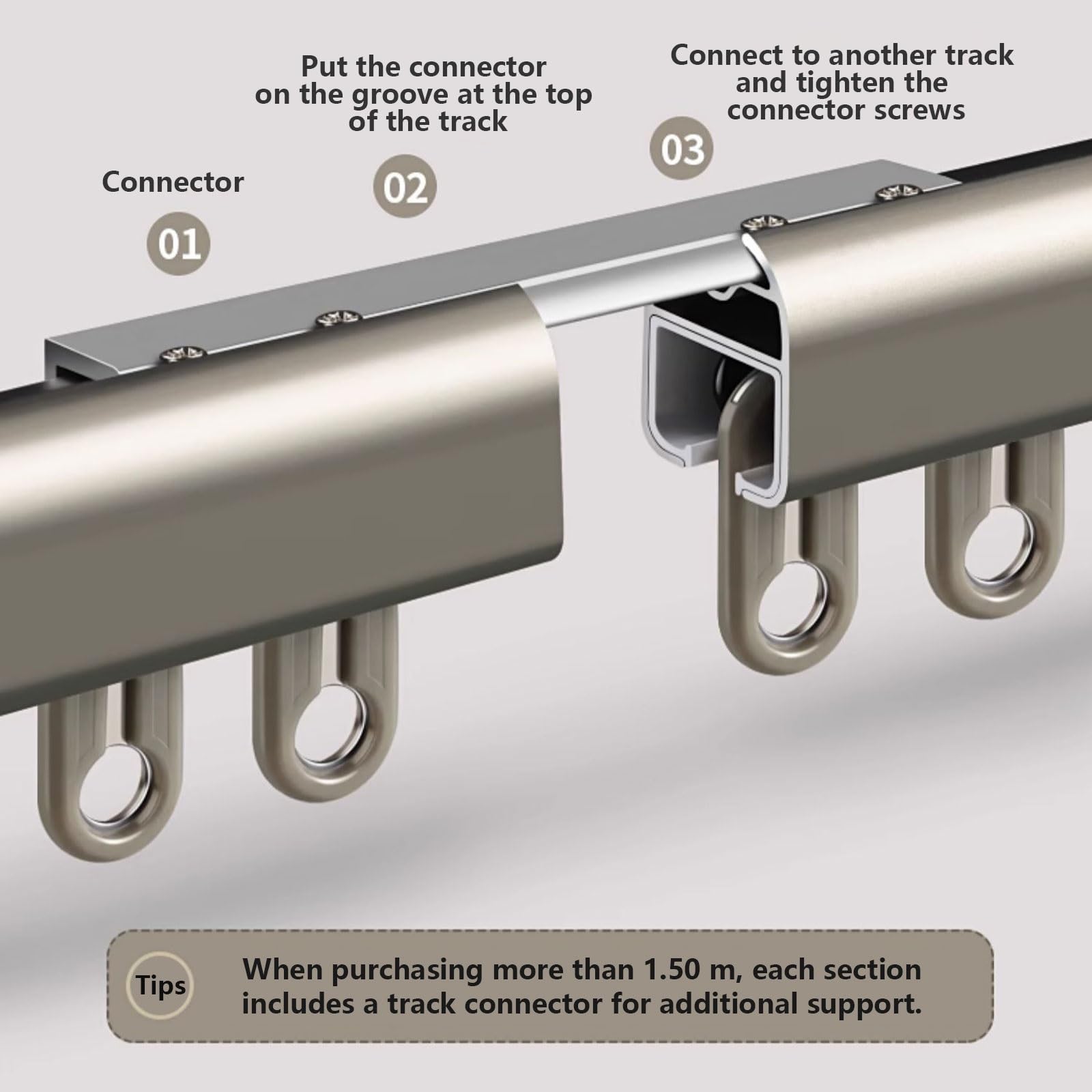 HeavyDuty cichy aluminiowy karnisz, ulepszone zaślepki, gładkie przesuwne pręty, wysokiej jakości karnisze do luksusowych przestrzeni (biały, 140 cm)