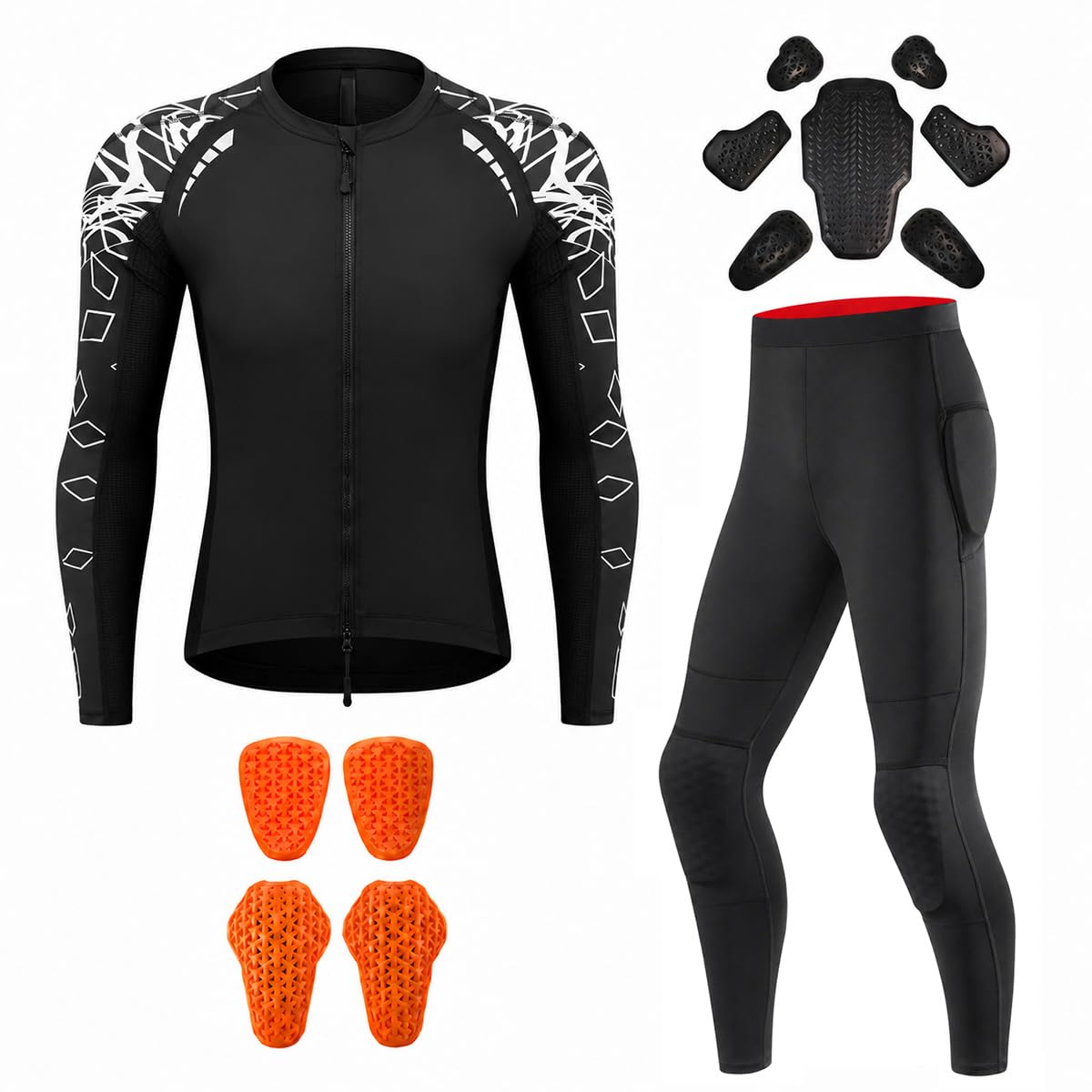 Traje Moto Hombre Completo con Chaqueta y Pantalón, Protecciones CE Extraíbles, Equipación Moto Protectora para Motociclistas, Touring, Ruta y Desplazamientos Diarios(Size:L,Color:White Black2)