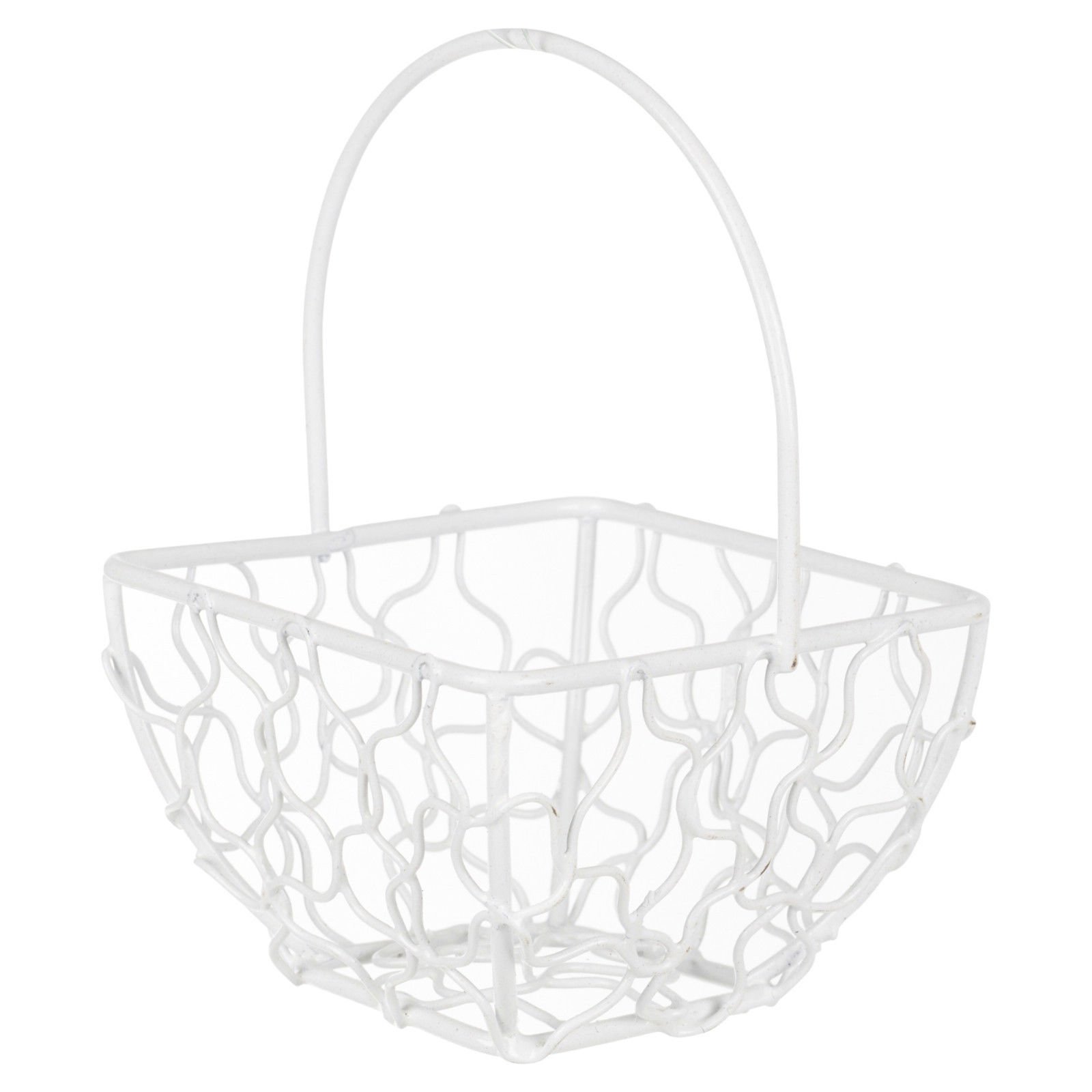 Urbnliving Square White Square Small White Wire Mesh Basket