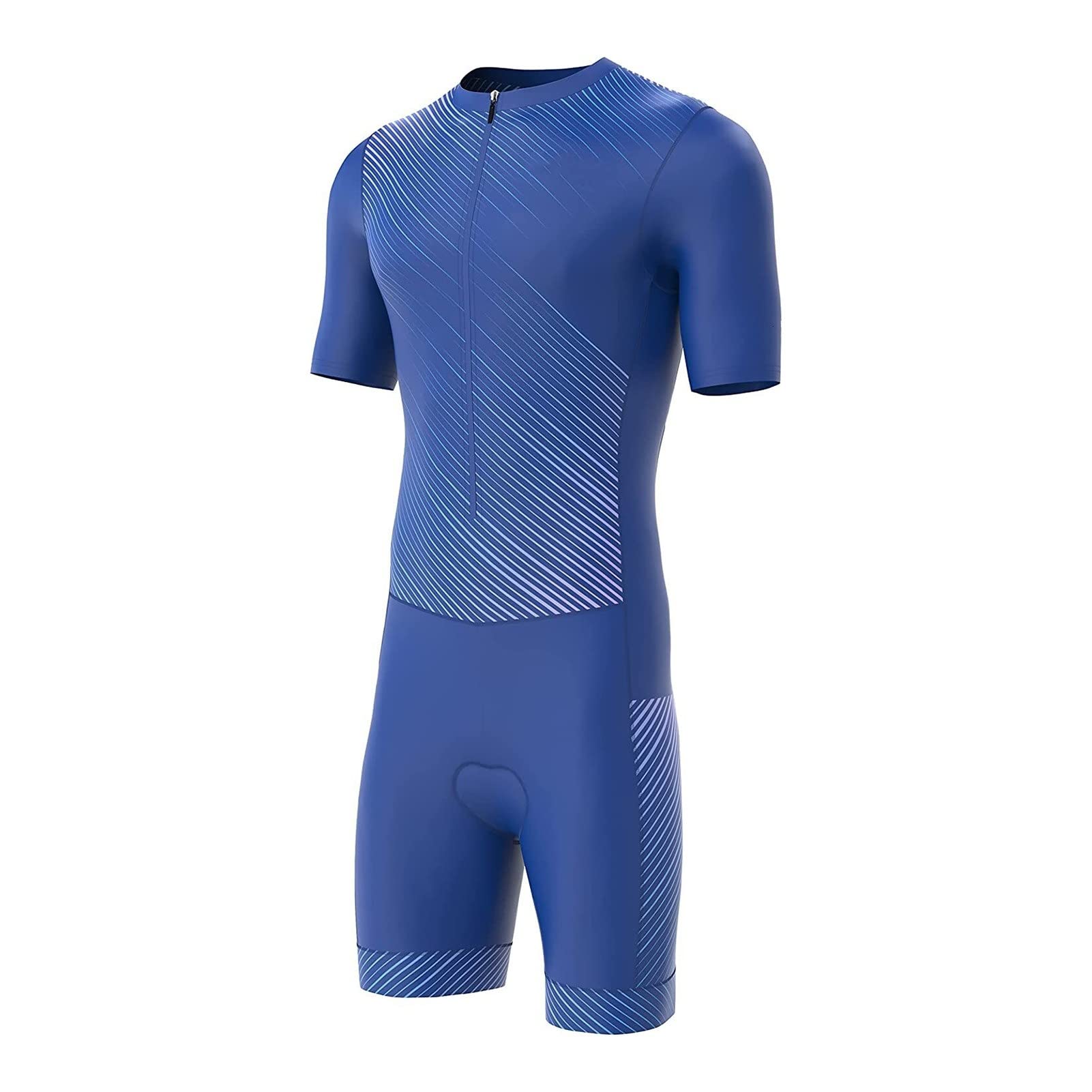 KAISUN Tuta da Triathlon a Maniche Corte da Uomo, MTB Body Trisuit Cycling Skinsuit with Gel Pad per Nuoto/Corsa/Ciclismo, Abbigliamento Ciclismo (Color : Typ-6, Size : XL)