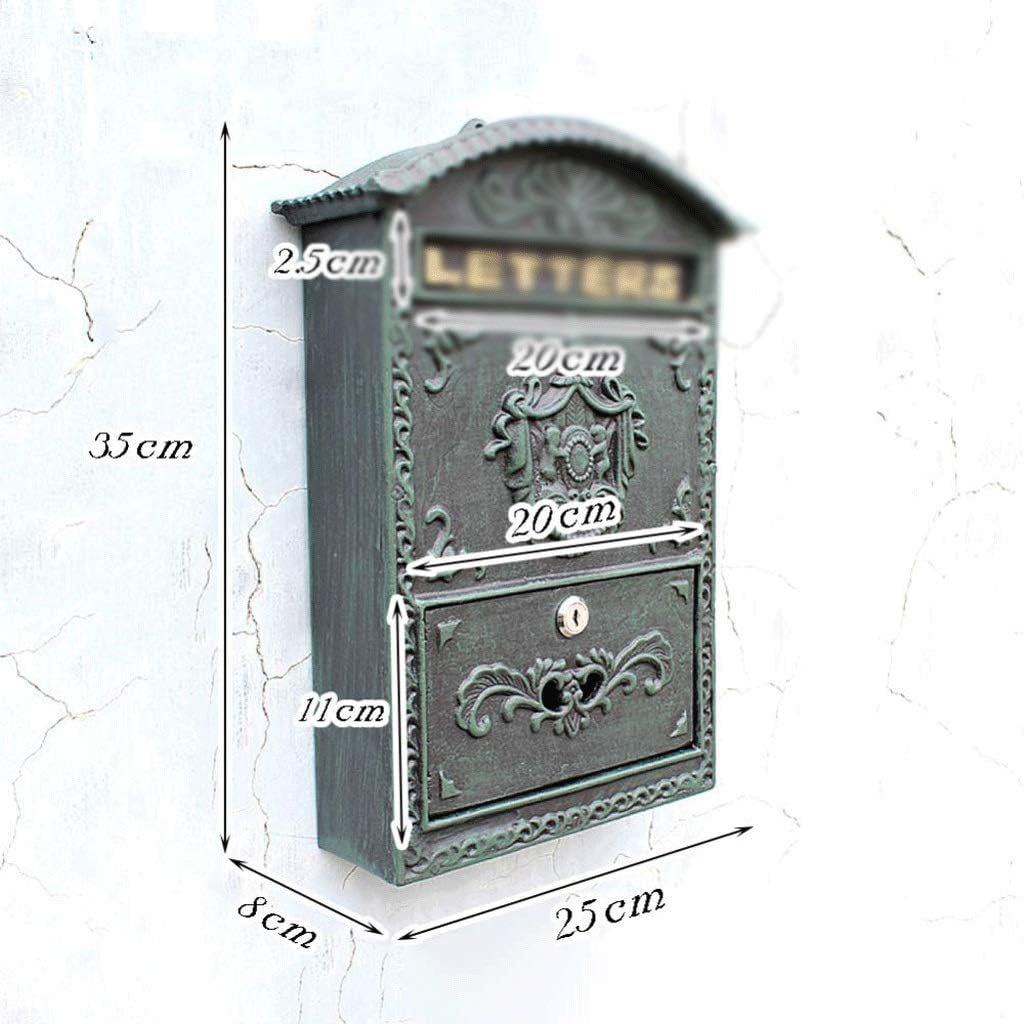 HBJWOV Mailbox - Wall Mounted Large Vertical Locking Drop Mail Box for Houses Front Porch Residential
