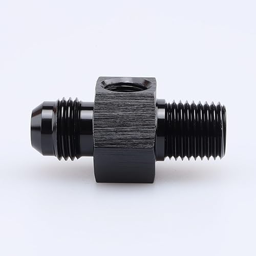 Miniatura 2 de Aluminio -6 AN macho a rosca NPT de 14 "con 18 "NPT Sensor GaugeGage Port Adaptadores de toma de presión, negro