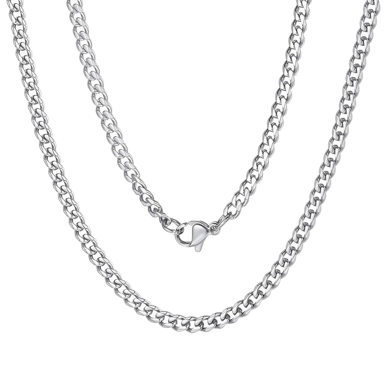 PRVCFZMiami Cuban Link Silver Chain for Men & Women - Super Sturdy & Shiny