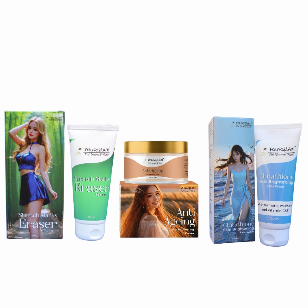 Ayurveda 3-Step Skin Repair & Care Combo | Anti-Ageing Cream (Face) + Glutathione Face Wash + Stretch Marks Eraser Cream (Body)-picture-43