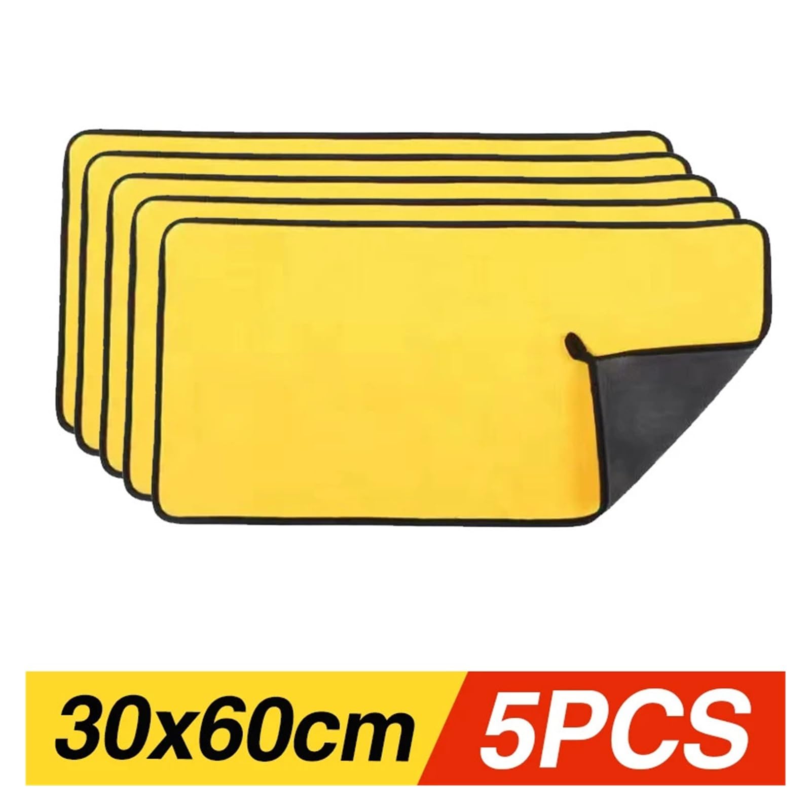 Ręczniki do mycia samochodów Ściereczka do czyszczenia Chłonna ściereczka do sucha Uniwersalny ręcznik z mikrofibry Zagęszczony żółty 30/40/60 cm(5pcs 30x60cm)