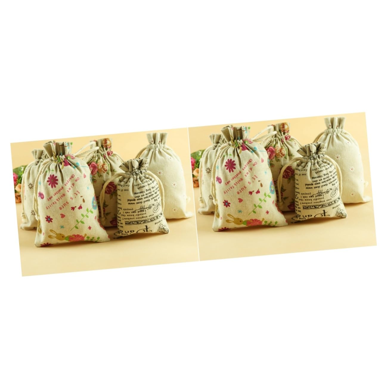 GLEAVI 40 Pz Coulisse Sacco Regalo Di Iuta Sacchetti Regalo Floreali Borsa Di Sacchi Di Juta Sacchetti o Di Juta Borsa Per Gioielli in Sacco Di Iuta Biancheria Tela