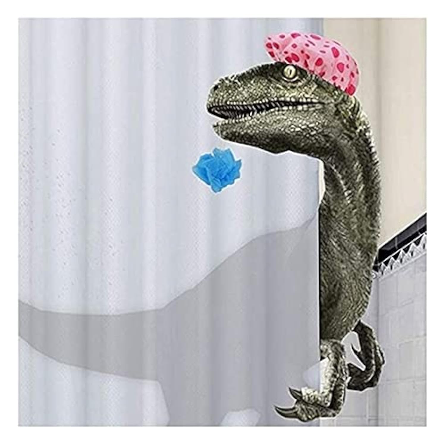 Dropfree Green Funny Dinosaur Shower Curtain Bathroom Curtain With Hook Cartoon Bathing Dinosaur Fabric Shower Curtain For Children