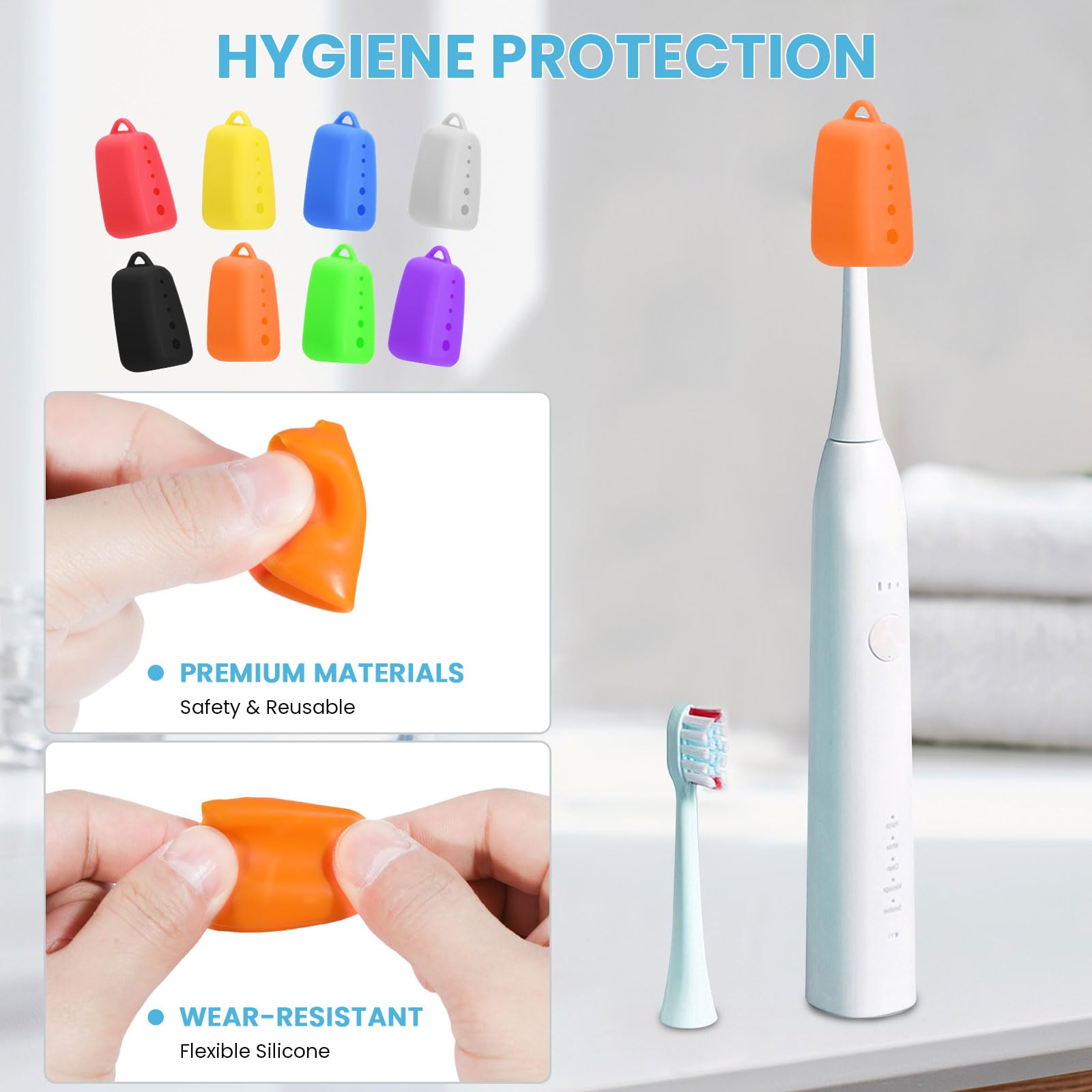 Paquete de 8 fundas de silicona para cepillos de dientes, tapa para cepillos de dientes eléctricos y manuales, esenciales de viaje para cepillos de dientes 5