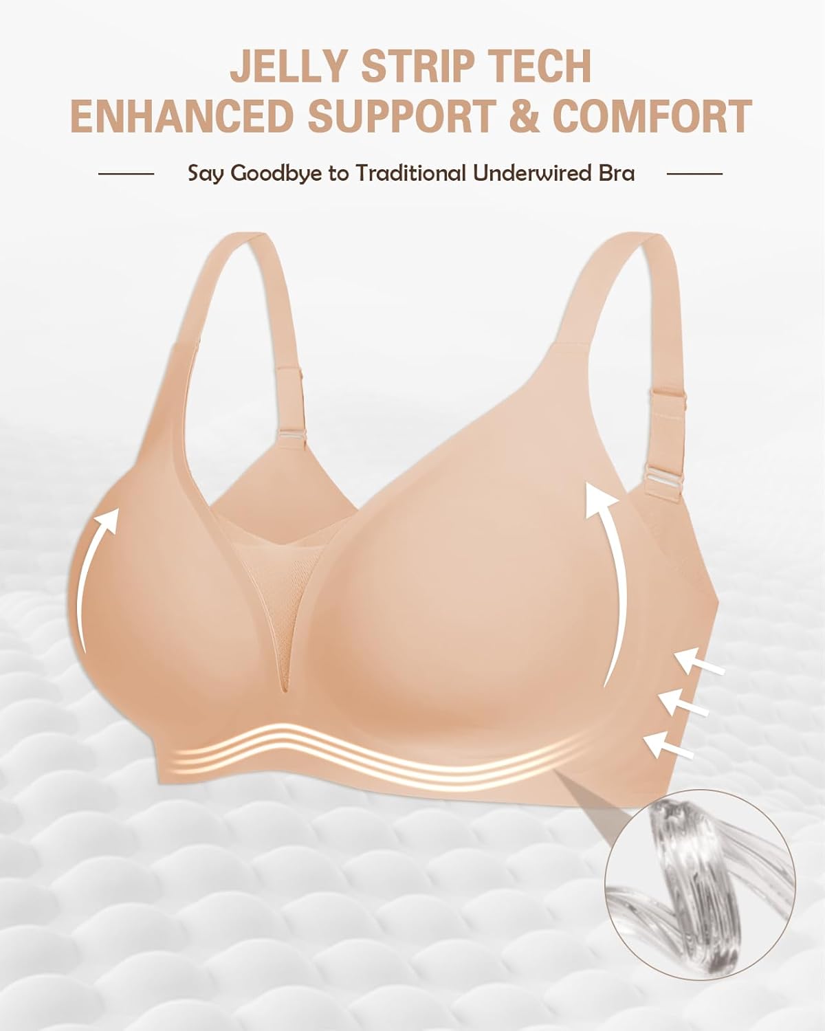 Mesh Crossover Comfortable Seamless Wireless Back Fat Smoothing Bra with Support Lift Padded Push Up Bra No Underwire - Image 2