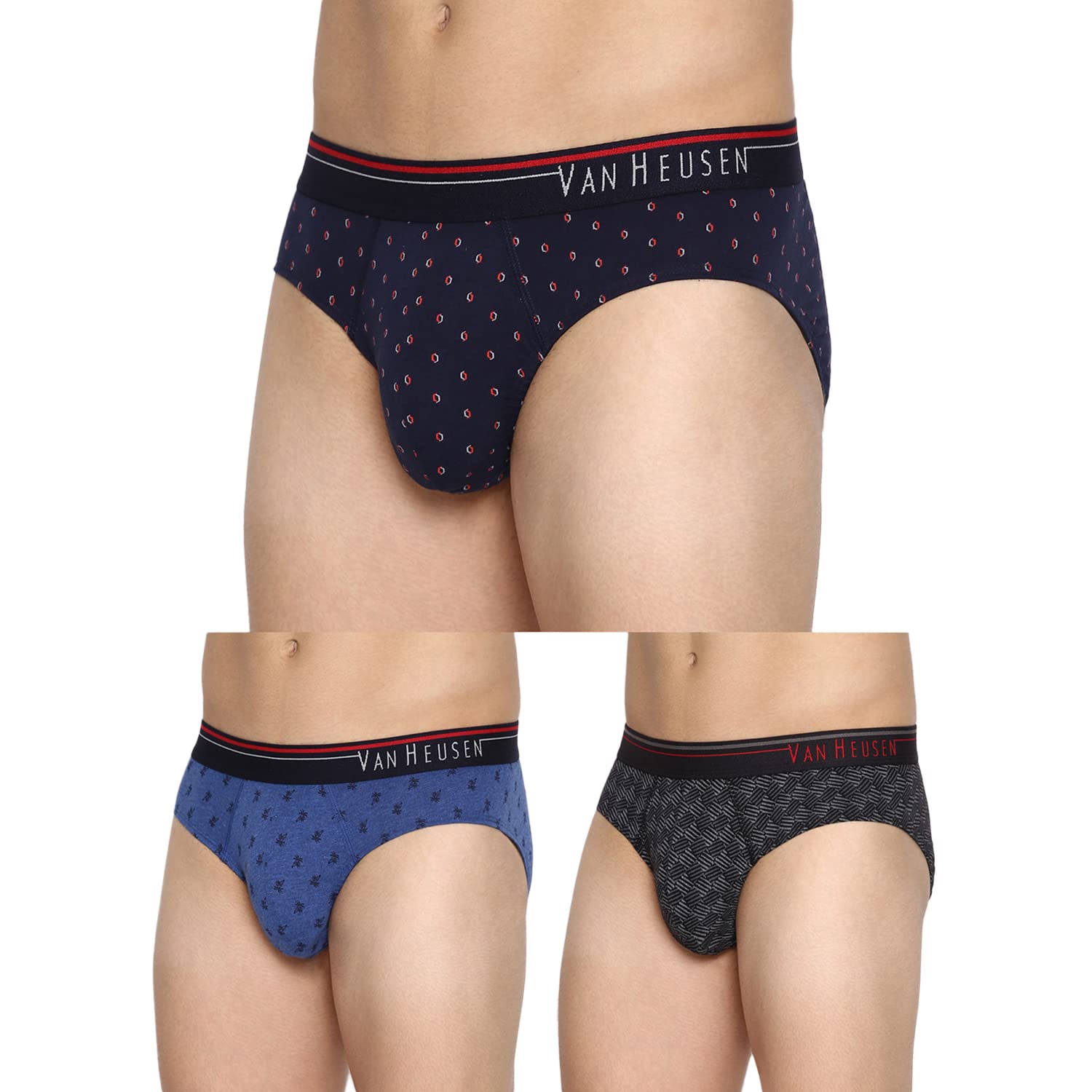van heusen Men Briefs - 100% Combed Cotton - Pack of 3 - Anti Bacterial, Super Soft_10006_Cp13, Cp14, Cp15_Large, Multicolor-picture-58