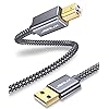 JSAUX Printer Cable, 6.6FT USB Printer Cord 2.0 Type A Male to B Male Cable Scanner Cord High Speed Compatible with HP, Canon, Dell, Epson, Lexmark, Xerox, Samsung and More (Grey)