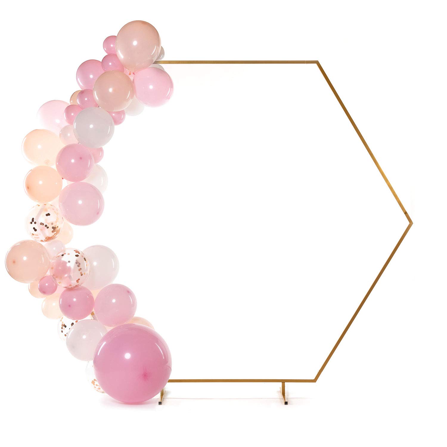Arche Hexagonale en Acier pour Cérémonie de Mariage - H 220 cm x L 240 cm (Dorée)
