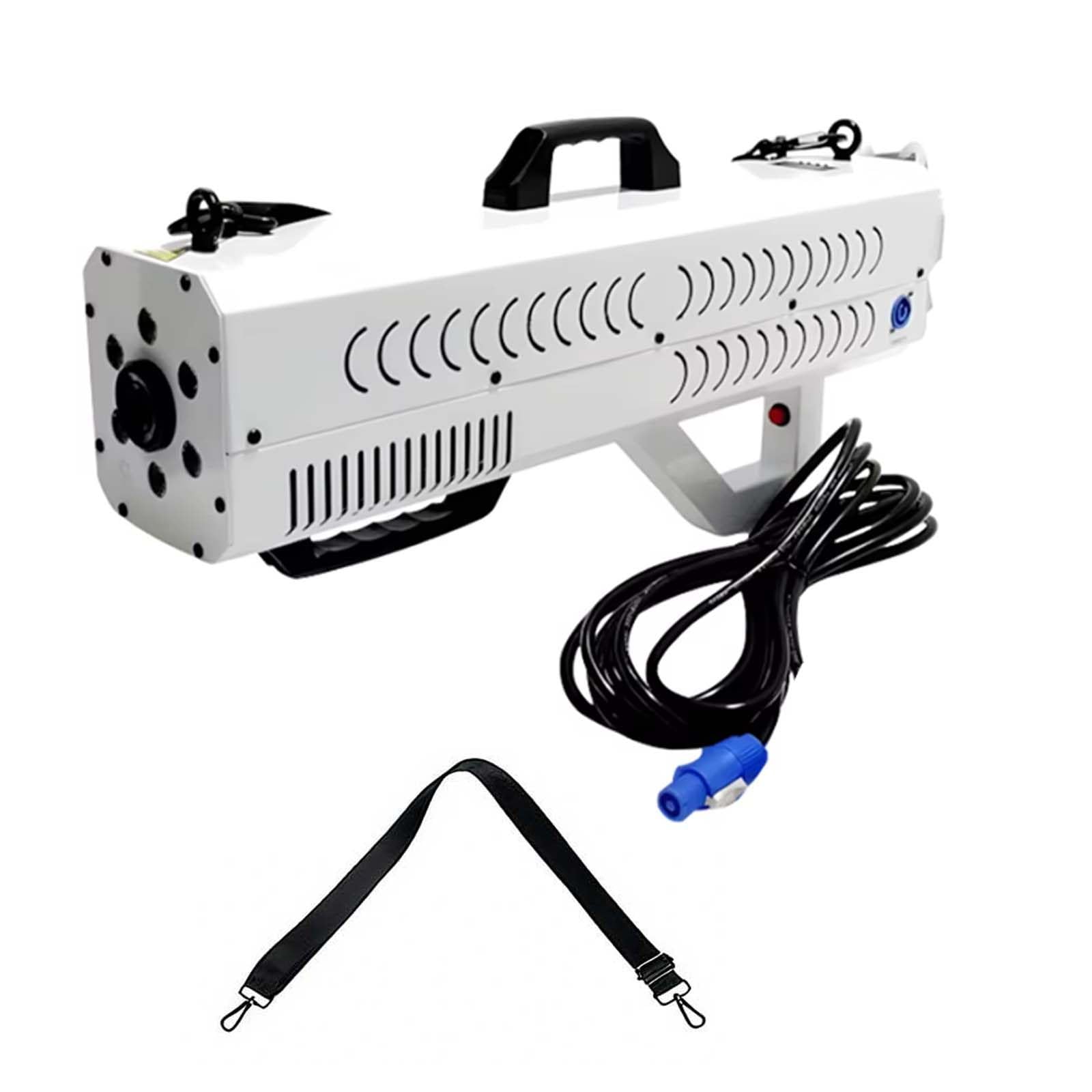 Máquina de Niebla eléctrica portátil 1500W, con un Alcance de Chorro de 6-8 Metros, con Luces, Tiras, Soporte, para Fiestas, DJ y actuaciones en el Escenario (Silver)