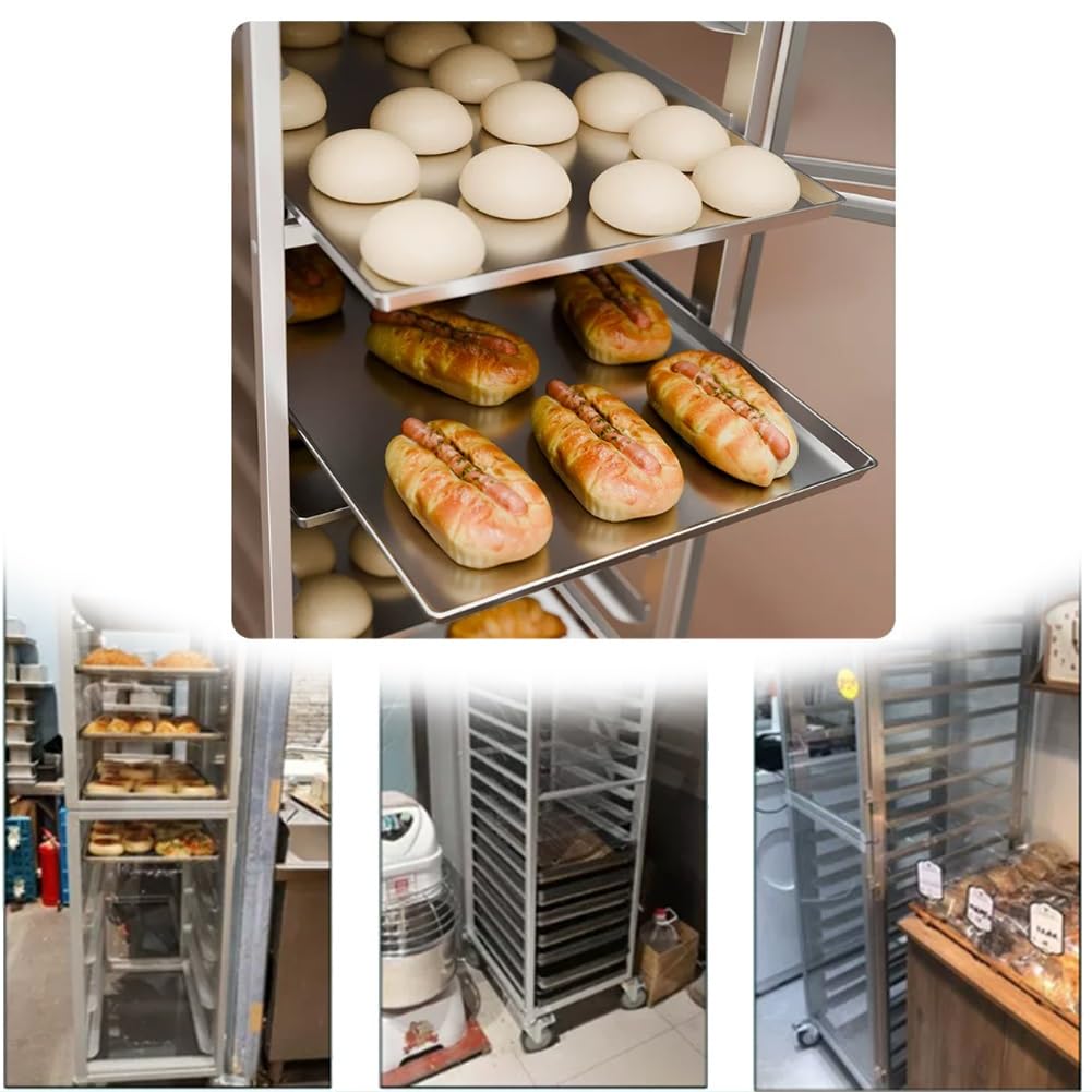 GRRICEPL Carrito de Aluminio con Ruedas para bandejas de panadería, Equipo para Hornear Pan | Carrito Comercial Para Bandejas De Pan, Estante Móvil Para Enfriamiento De Productos Horneados(47x62.5x179 cm/20)