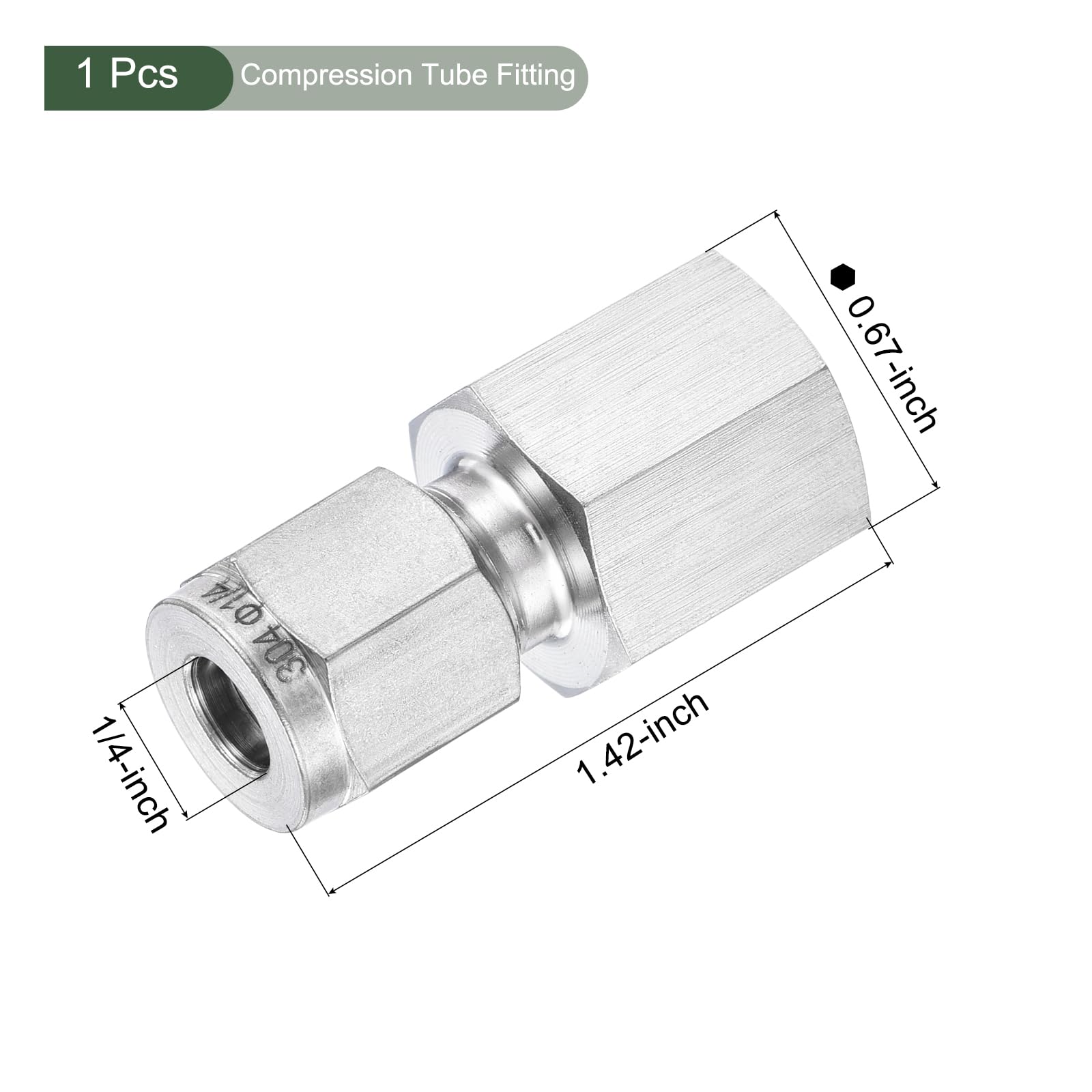 YOKIVE 2 Pcs Compression Tube Fitting, 1/4NPT Female Thread x 1/4" Tube OD Straight Coupling Adapter - Image 2