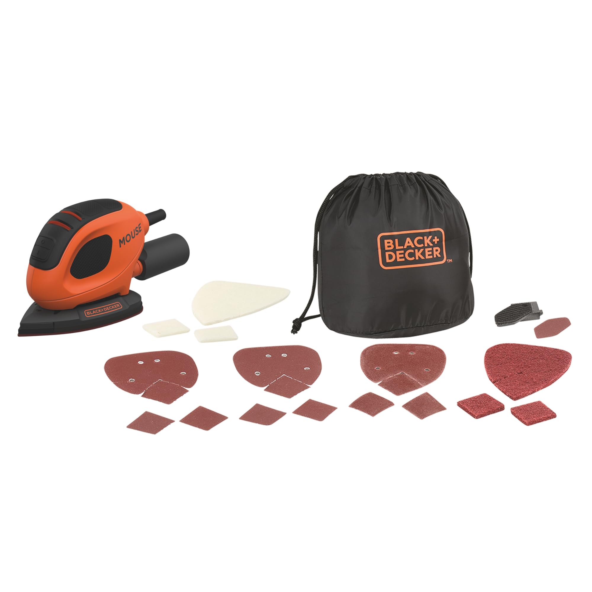 BLACK+DECKER Mouse 55W Levigatrice compatta per dettagli con 10 accessori e borsa per il trasporto, BEW230BCA-QS
