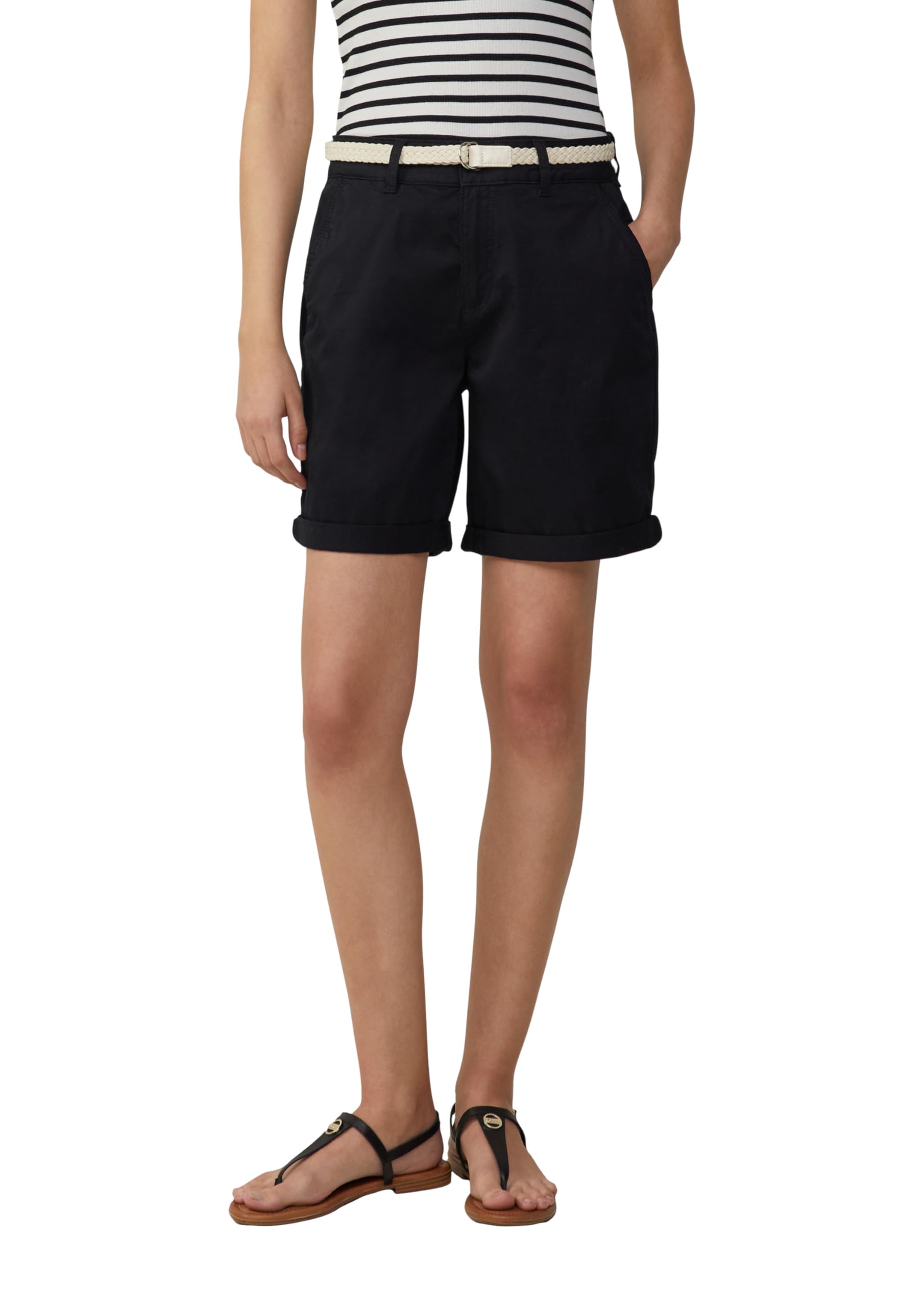 s.Oliver Women's Chino Bermuda Shorts with Belt, Black, 10
