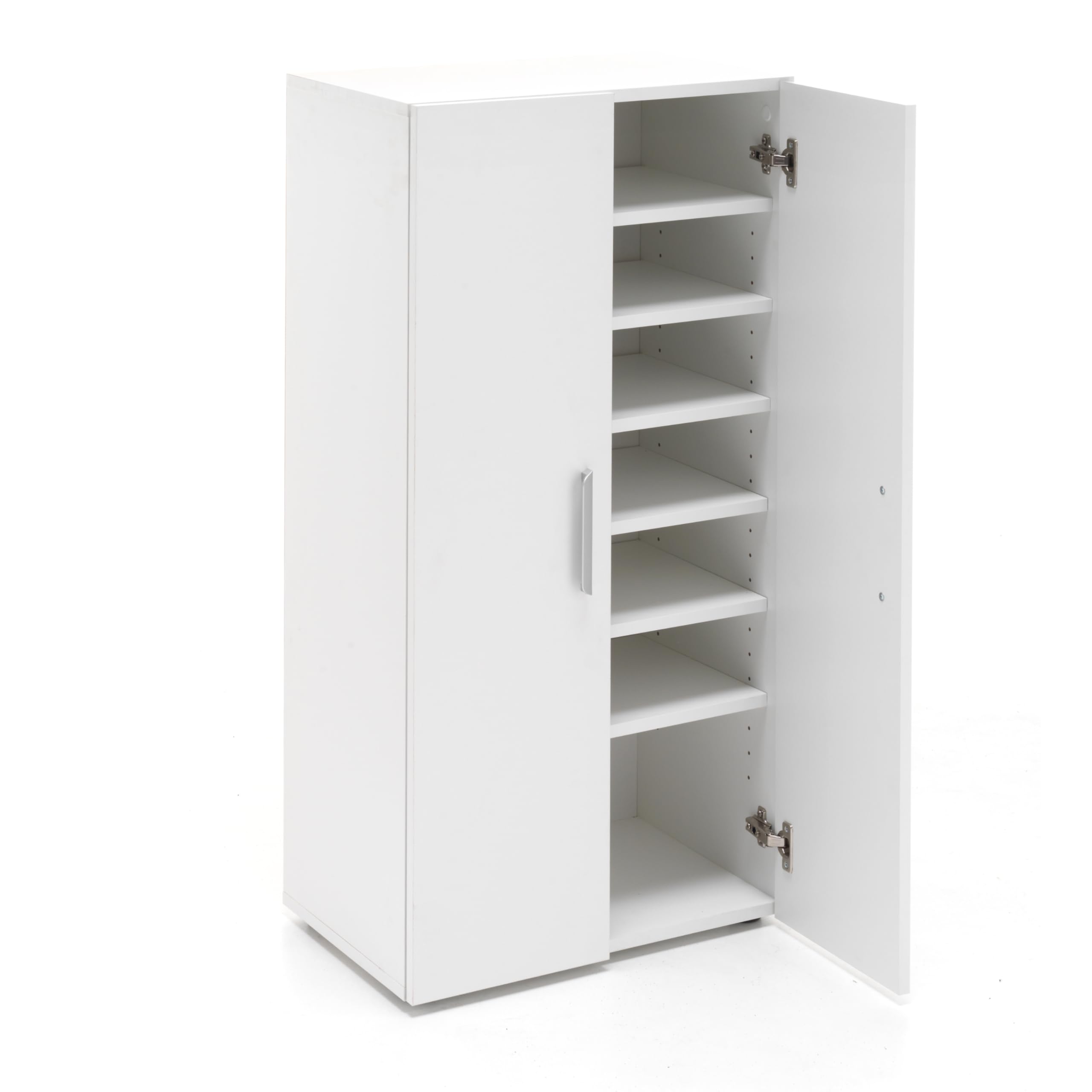 Totò Piccinni Scarpiera LONDON a Mobiletto in Legno 2 Ante e Ripiani (Bianco, 6 Ripiani Art. 133)