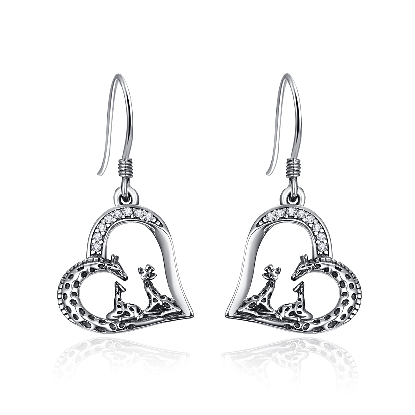 TANGPOETGiraffe Cardinal Horse Butterfly Hummingbird Dangle Earrings for Women Sterling Silver Animal Drop Earrings Heart Jewelry Christmas Gifts for Girls Mother Daughter