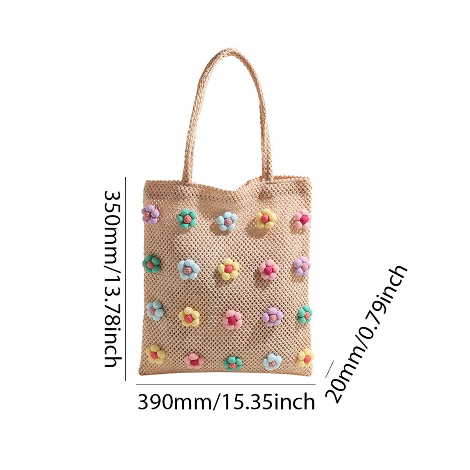 Strohtasche Süße Blumenhandtasche Für Frauen Tasche Tasche Sommer Beach Shopping Top Griff Tasche Geldtasche Handtasche-beige