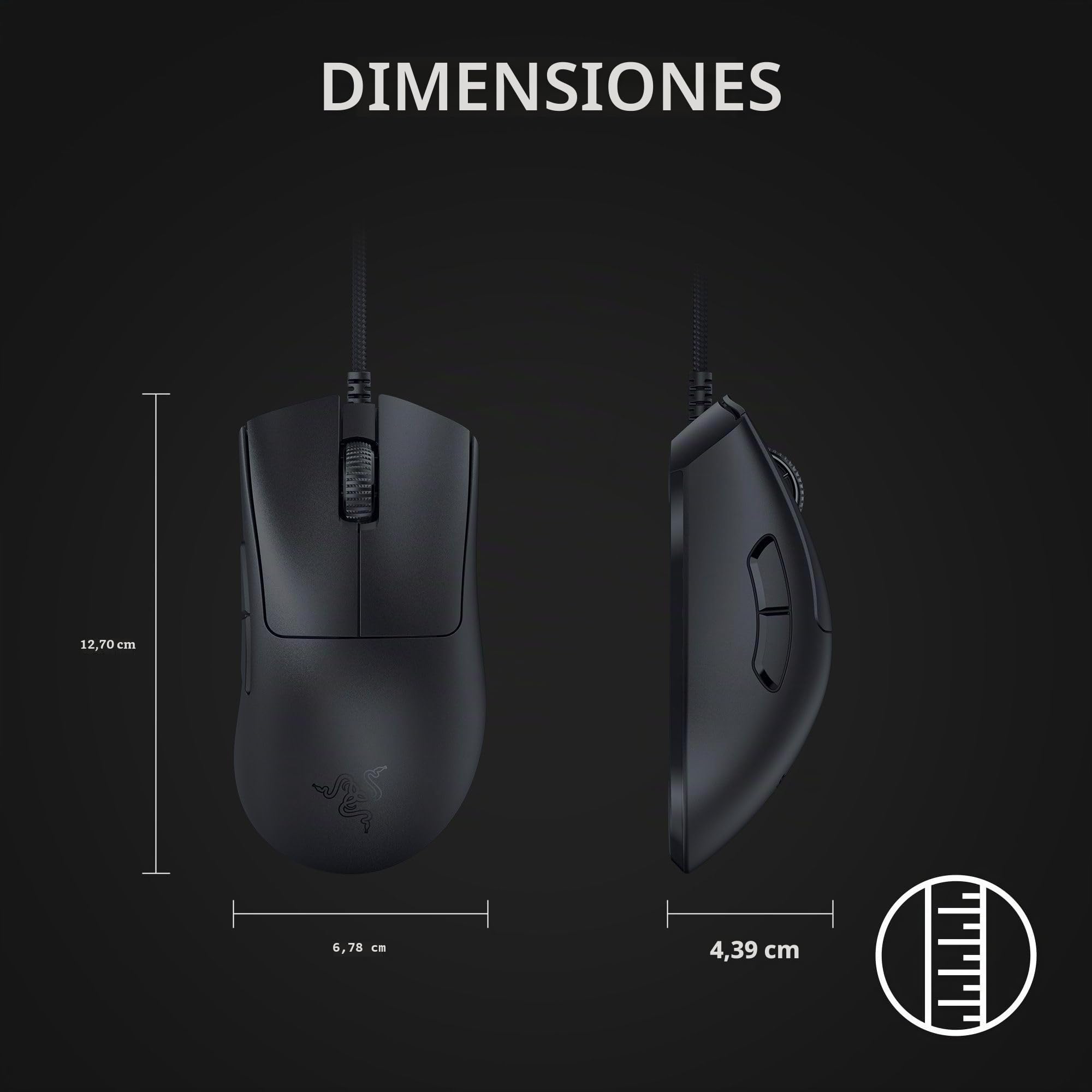 Razer DeathAdder V3 - Ratón para juegos con cable, 59 g, ultraligero, sensor óptico Focus Pro 30K, interruptores ópticos rápidos Gen-3-8K Hz HyperPolling-6 botones programables, ergonómico, cable