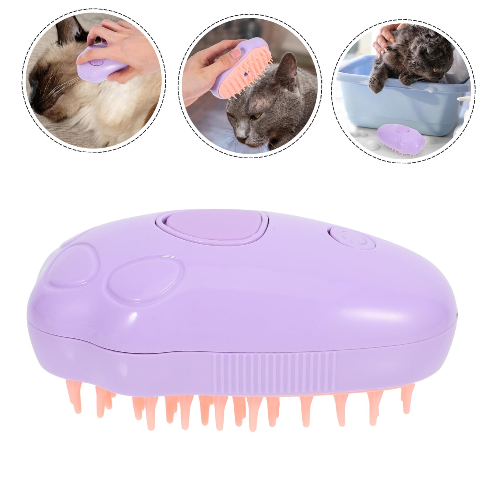 INOOMP 5pièces Brosse à Vapeur Pour Chat Brosse Auto-nettoyante Massage Pour Toilettage Relaxant Et Couleur Violette