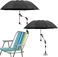 Vista 1 de Paraguas para silla de playa con abrazadera de 49.2 pulgadas, paraguas de golf ajustable de 360° con clip y soporte retráctil, parasol para camping