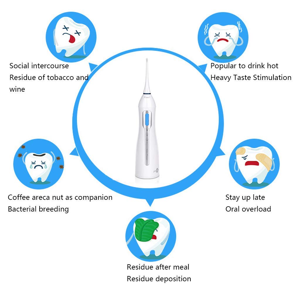 Portable professionnel sans fil dentaire IRRIGATOR oral avec réservoir 150ml et 2 jet conseils dents nettoyant pour bretelles, 3 modes de nettoyage, USB rechargeable, IPX7 imperméable à l'eau