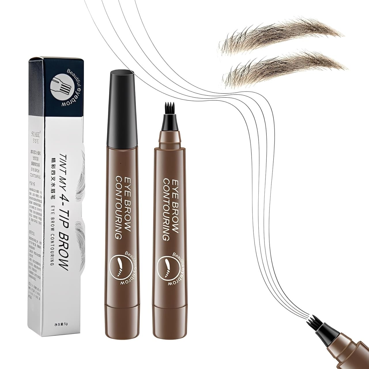 4 Point Eyebrow Pencil Brown, Waterproof Brow Pen, Fine Sketch Eyebrow Filler for Everyday Eye Makeup-image-39