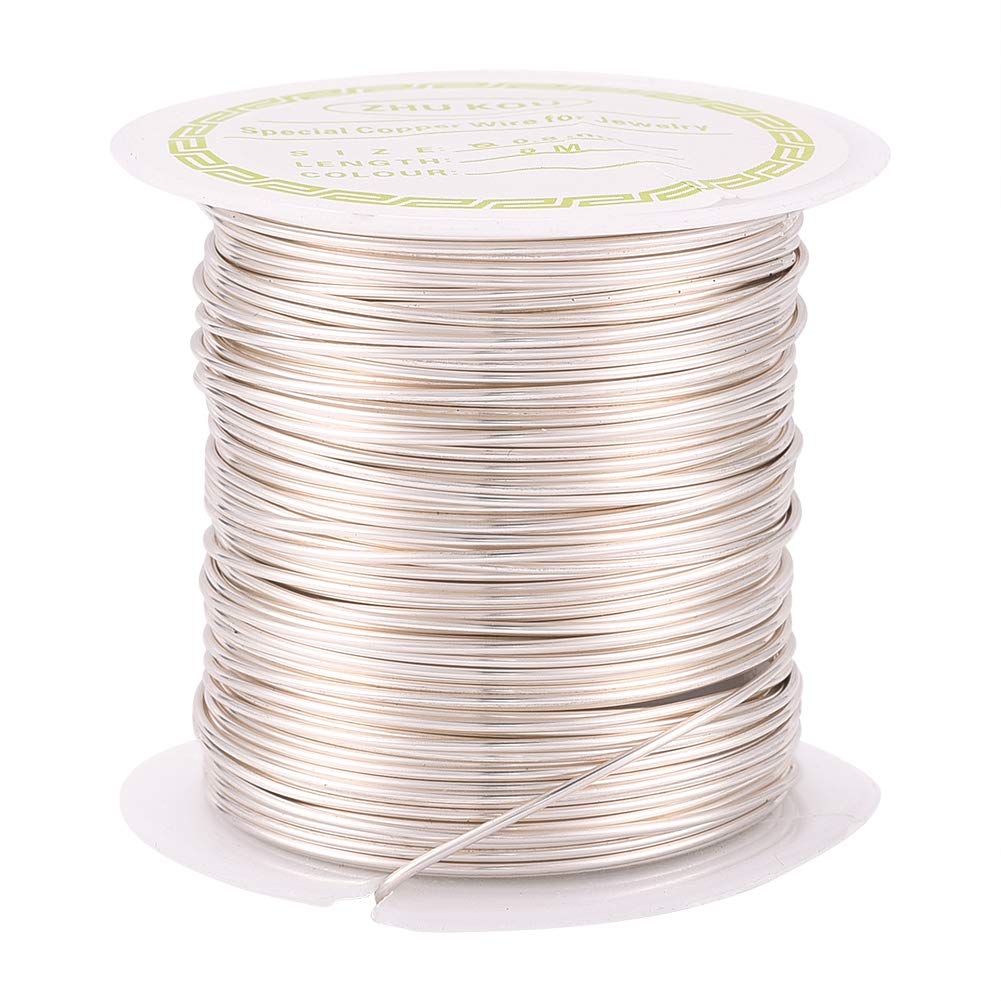 Pandahall 26.3 Feet Tarnish Resistant Copper Wire 20 Gauge Jewelry Beading Craft Wire for Jewelry Making (Silver)