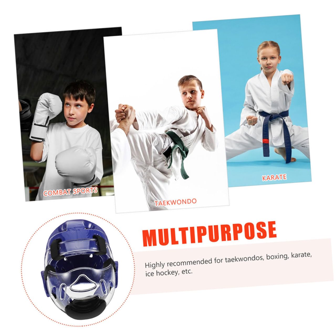 YARNOW Casco Taekwondo Regolabile con Visiera Protettiva per Sparring Karate Kickboxing Allenamento Sicuro e Traspirante Protezione Comfort per Ragazzi e Ragazze