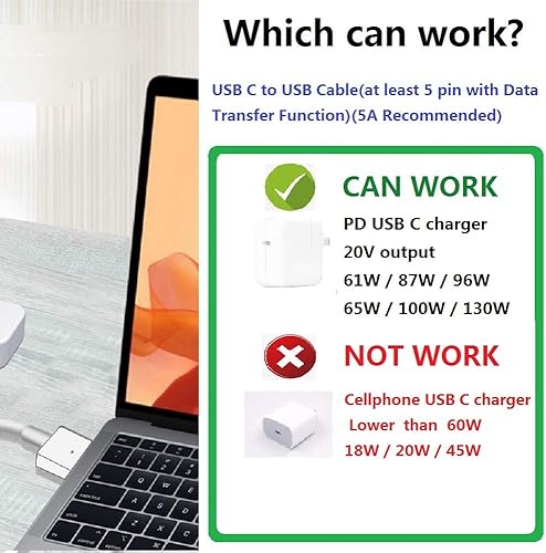 Miniatura 5 de USB C hembra a magnético 2 T Tip convertidor de cable de carga para magnético 2 T punta para Pro 1315 pulgadas para aire 1113 pulgadas (modelos