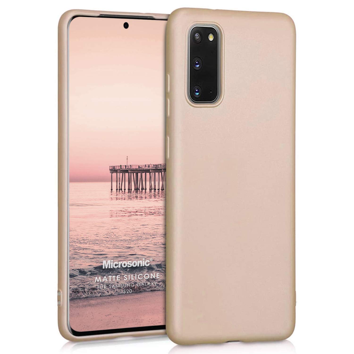 Microsonic Matte Silicone Samsung Galaxy S20 için Kılıf Gold [Galaxy S20 ile Uyumlu Kılıf - Gold]