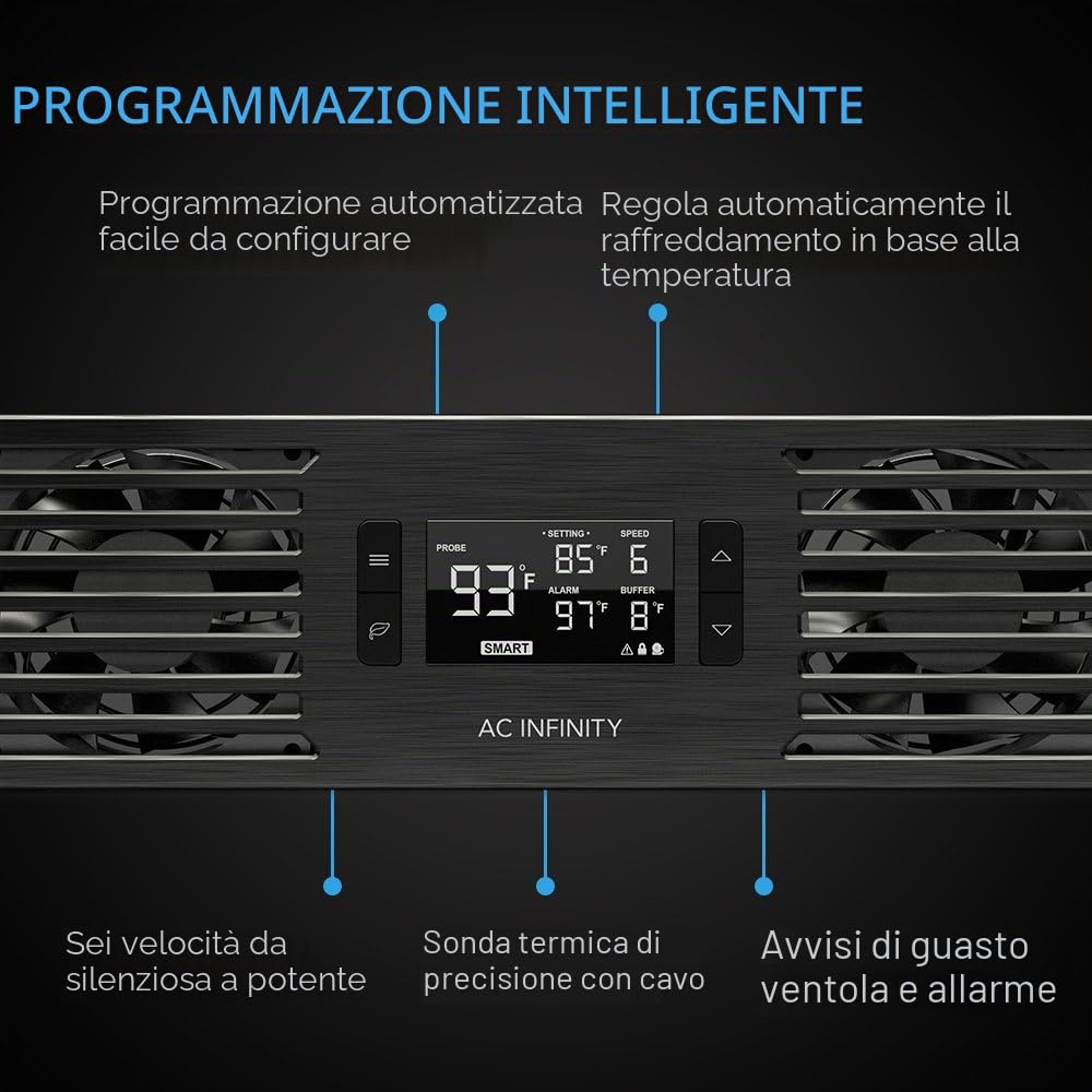AC Infinity CLOUDPLATE T7-N, Pannello ventola per montaggio su rack 2U, flusso d'aria di aspirazione, per raffreddamento AV, Home Theater, rete rack da 19"