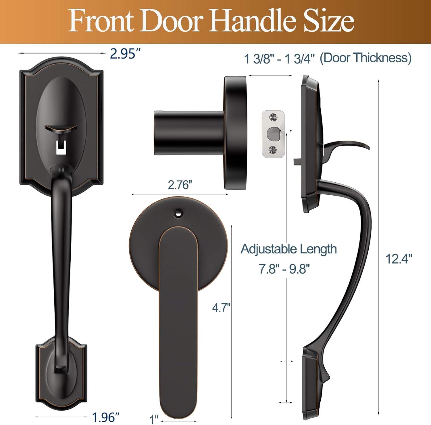 Smart Locks for Front Door, Keyless Entry Door Lock Deadbolt with Handle Set, Front Door Lockset, APP Control, Fingerprint Door Lock with Deadbolt and Adjustable Lever, Oil Rubbed Bronze