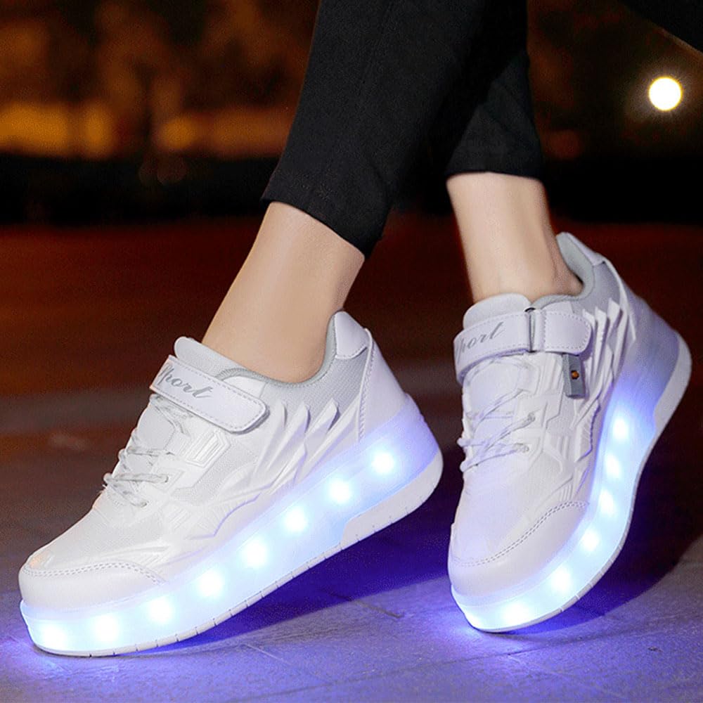 Hiseng Chaussure Roller Fille 29-41EU, Basket Roller pour Enfan Chaussure a Roulette Garcon Chaussure a Roulette Fille Garçons Chaussures Roller Roues Basket a Roulette Adolescents pour Extérieur