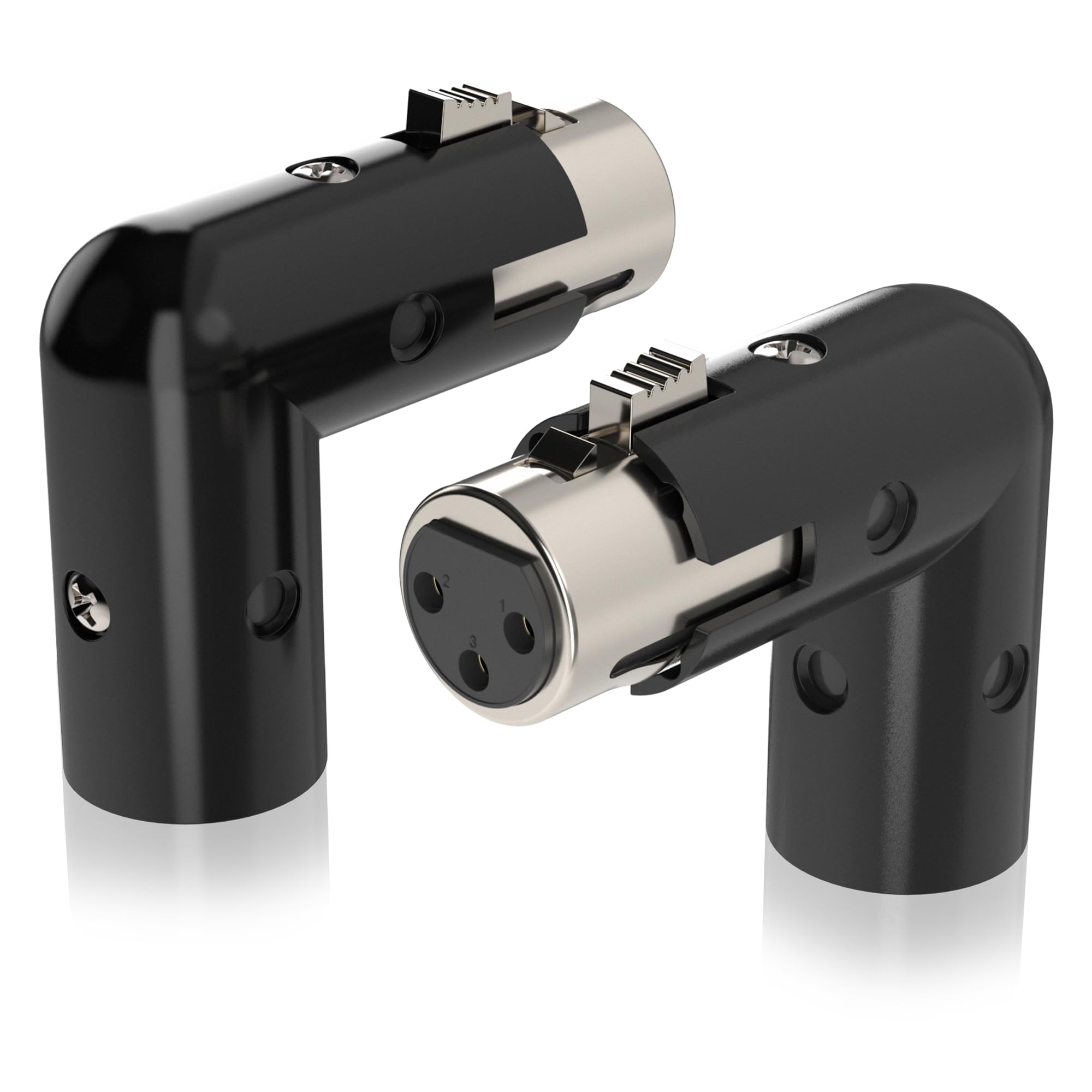 Coda XLR Right Angle Adapter - 90 Degree Adjustable Connector for Enhanced Cable Management, Robust Build, Clear Sound Quality, Universal 3-Pin Compatibility, Ideal for Studio and Live Audio (2 Pack)
