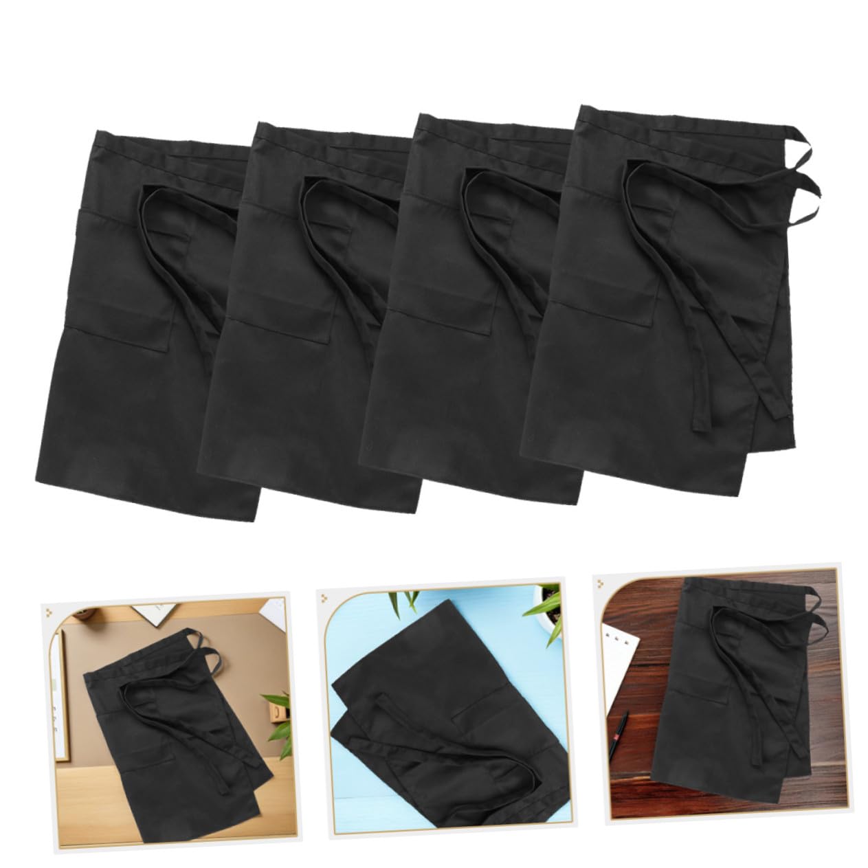 6 Piezas Delantal de Cocina Unisex Delantal Corto con Resistente al Calor para Hornear y Barbacoa para Bar Restaurante Bistro