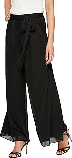 Womens Wide Leg Chiffon Dress Pant for Mother of The Bride, Elegant Formal Pant (Plus Size)