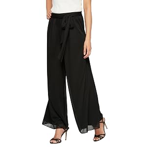 Alex Evenings Womens Wide Leg Chiffon Dress Pant for Mother of The Bride Elegant Formal Pant Plus Size