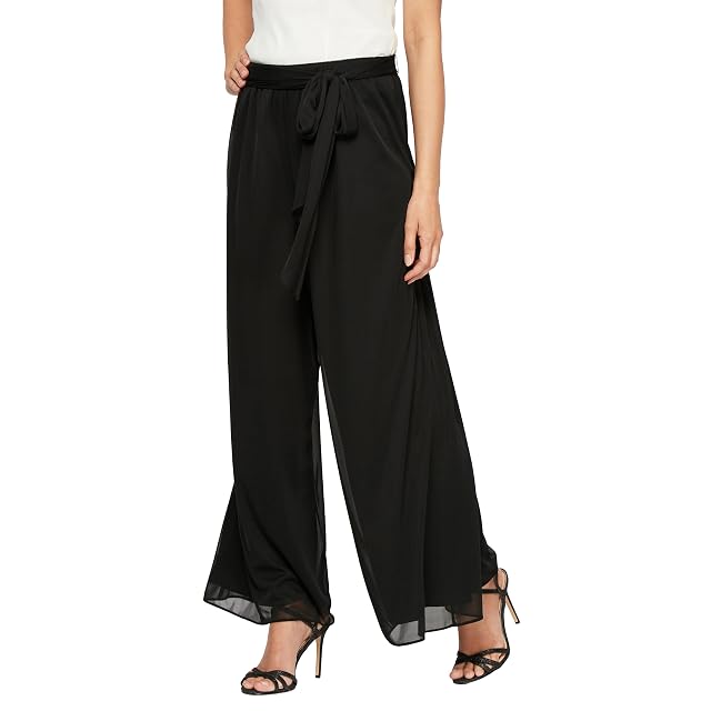 Alex Evenings Womens Wide Leg Chiffon Dress Pant for Mother of The Bride Elegant Formal Pant Plus Size