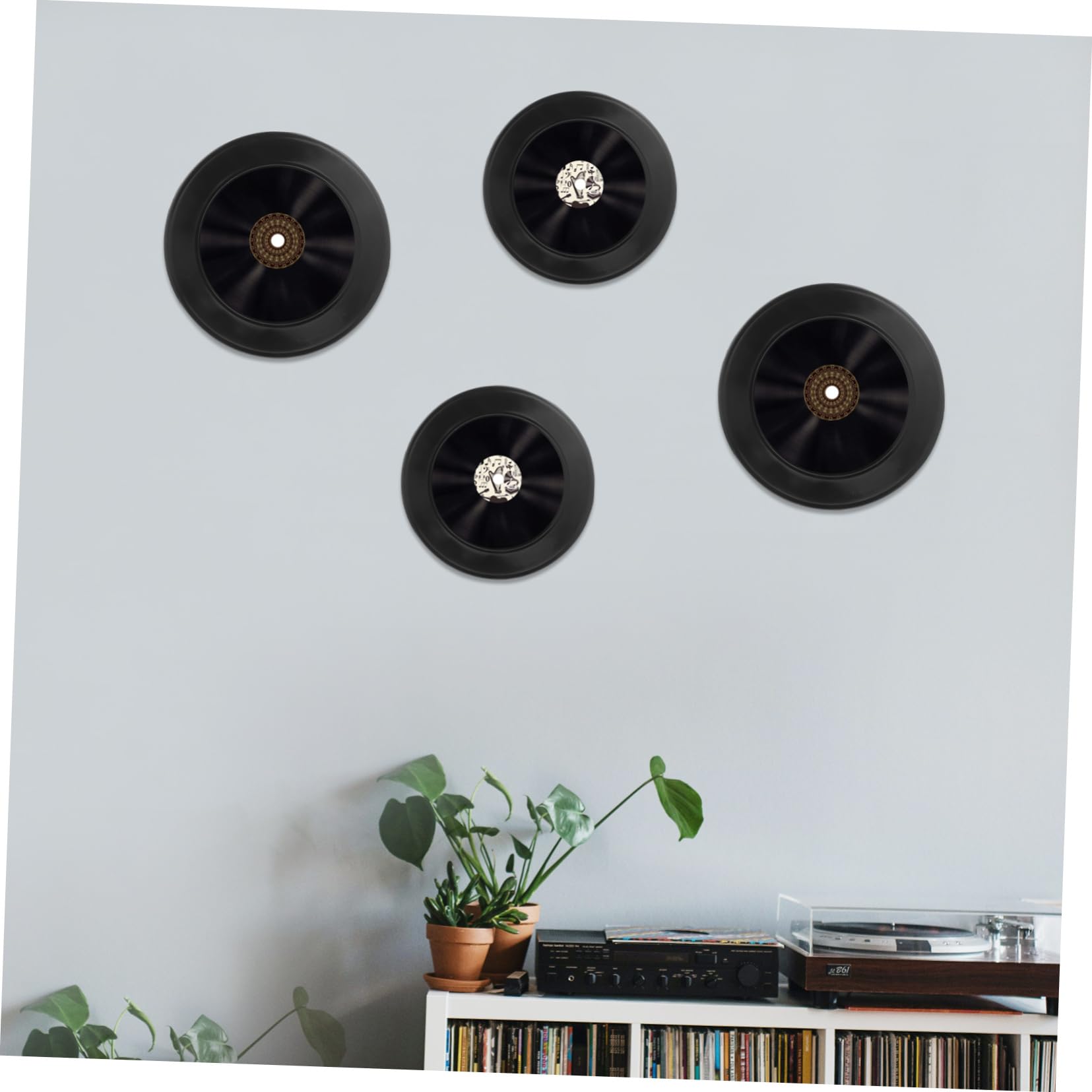 IMIKEYA 12pezzi Dischi in Vinile Decorativi Neri, Decorazioni Parete Artistiche in Stile Retrò per Arredamento Interno di Bar e Caffè