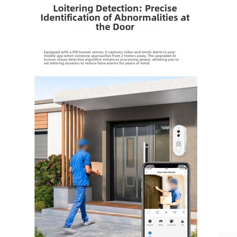 Campanello video WiFi intelligente compatibile con app tuya, conversazione bidirezionale 720P, grandangolo, basso consumo energetico, IP54 resistente alle intemperie (bianco)