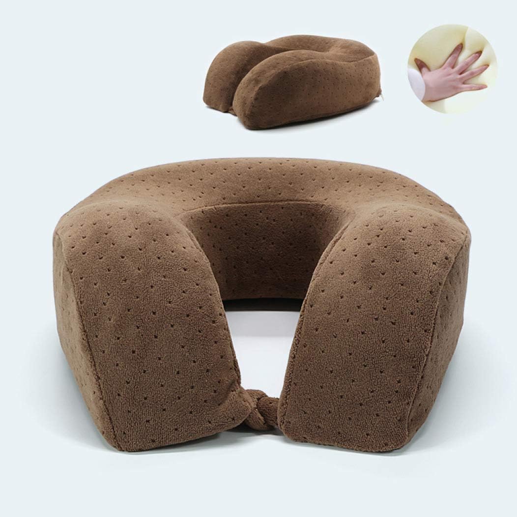 ネックピロー U型 低反発 形状記憶 洗えるカバー 肩こり 首こり解消 携帯枕 おしゃれ 通気性が良く 軽量 コンパクト 持ち運び便利 トラベル枕 新幹線 飛行機 車 オフィス 自宅 昼寝 首枕 30 28 12cm コーヒー