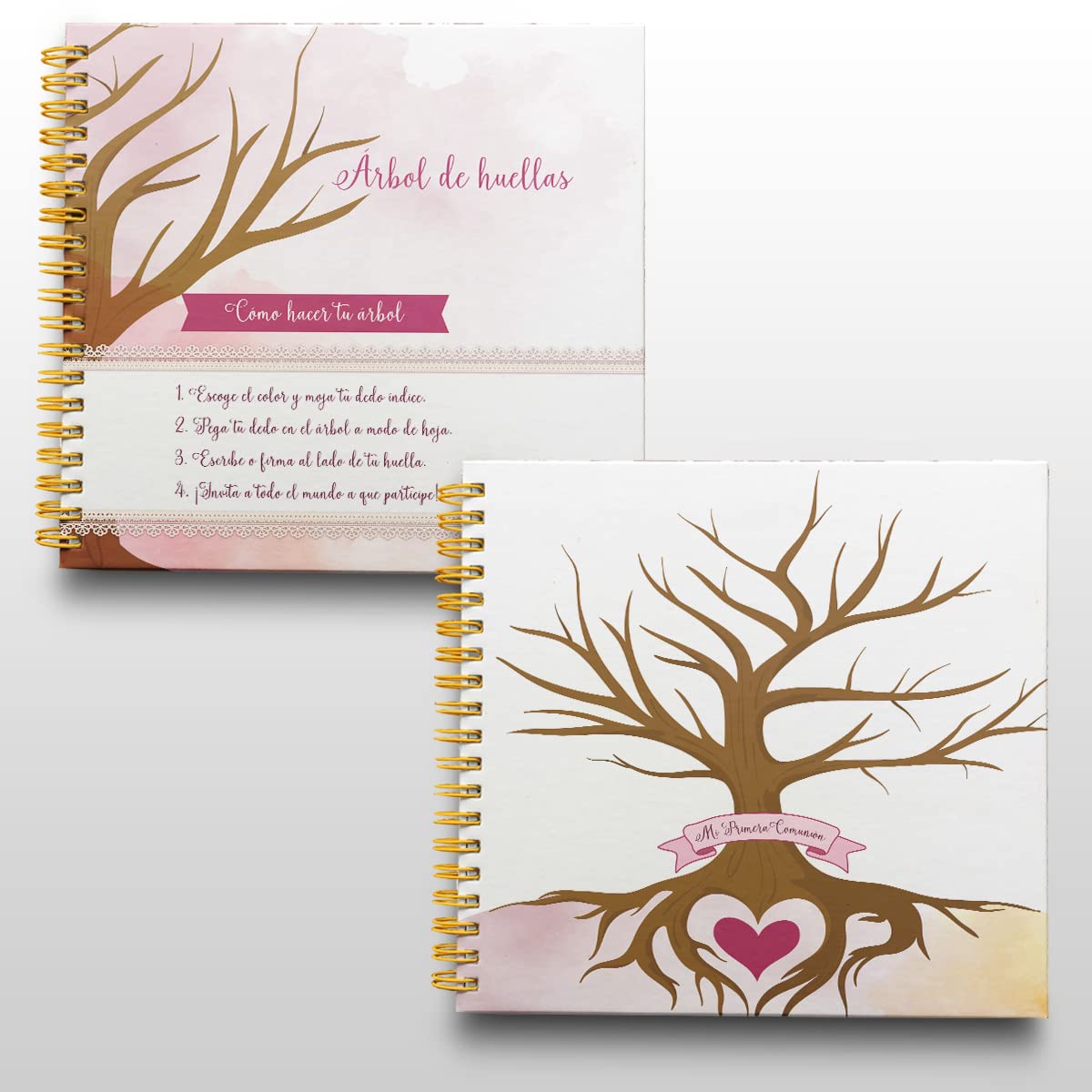Libro de Firmas Comunión Niña Personalizado - Tamaño 25 x 21 cm. Personalización del Álbum en Portada Foto y Nombre. 60 páginas impresas a color. ONEPERSONAL