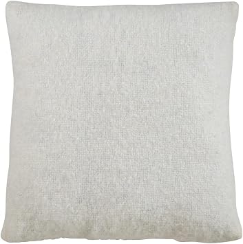 Fennco Styles Solid Faux Mohair Decorative Throw Pillow 18" W x 18" L - Ivory Soft Cushion for Home, Couch, Living Room, Bedroom and Office Decor