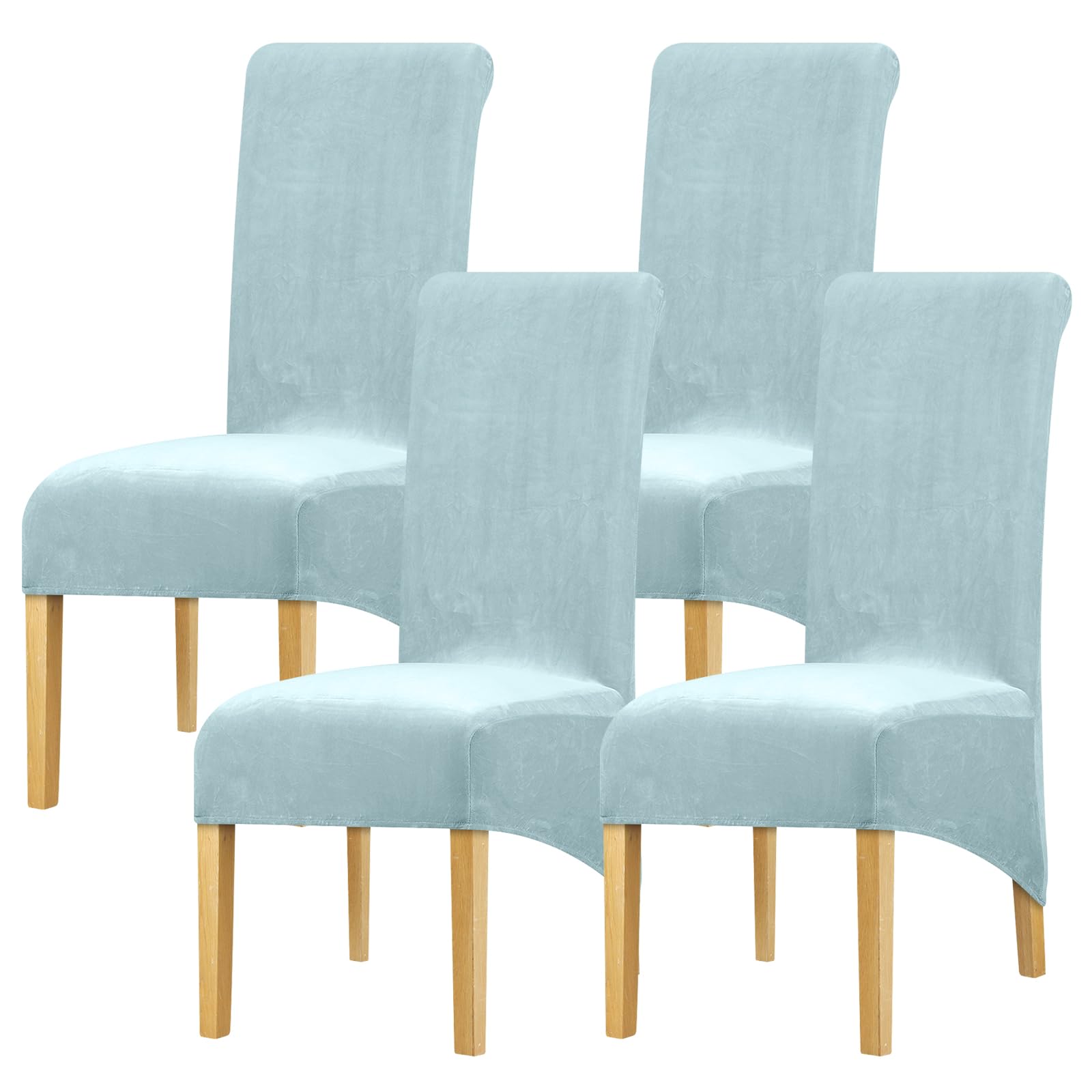 Leorate Velvet Dining Chair Covers: Thick High Back Velvet Chair Slipcovers Stretch Fabrics Cover For Large Chair Washable Removable Chair Cover For Home Decor (Pack of 4